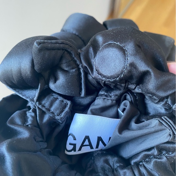 Ganni Satin mini drawstring bag black like new - Picture 2 of 3